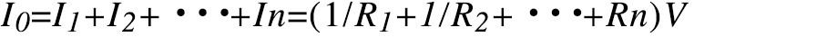 I0=I1+I2+・・・In=(1/R1+1/R2+・・・+1/Rn)V